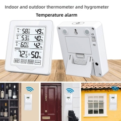 YJ-5109 One-to-Three LCD Touch Screen Digital Display Indoor Outdoor Wireless Thermo-hygrometer Alarm Monitor