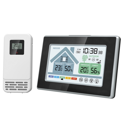 YJ-5055C Large Outdoor Indoor Weather Station Clock with Backlight, Smart Color LED Display, Temperature Humidity