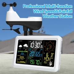 YJ-5107 Weather Station with Outdoor Sensor Indoor Outdoor Thermometer with 7.5-inch VA LCD Screen Weather Forecast Temperature Humidity