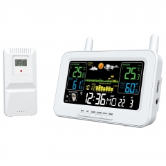 YJ-5062 Battery Powered Electronic Digital Indoor/Outdoor Wireless Temperature Humidity Meter Calendar Screen Weather Forecast Station