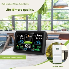 YJ-5107-1 New Digital 7.5-Inch VA Screen Plastic Indoor/Outdoor Weather Station Temperature/Humidity Moon Phase Air Pressure Display Home
