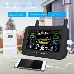 YJ-5062 Battery Powered Electronic Digital Indoor/Outdoor Wireless Temperature Humidity Meter Calendar Screen Weather Forecast Station