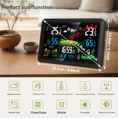 YJ-5107-1 New Digital 7.5-Inch VA Screen Plastic Indoor/Outdoor Weather Station Temperature/Humidity Moon Phase Air Pressure Display Home