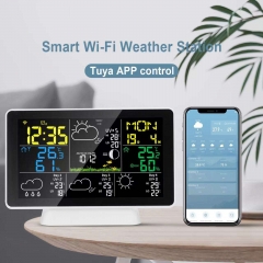 YJ-5065WIFI Tuya APP Color Display Digital Temperature Humidity Monitor Wireless Weather Station Wifi with Outdoor Sensor