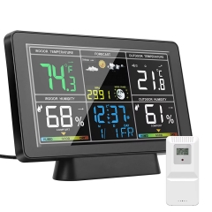YJ-5065 LED Smart Weather Clock Indoor Outdoor Temperature Humidity Forecast Wireless Wifi Weather Station Digital Table Desk Clock