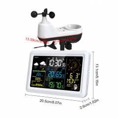 YJ-5107 Weather Station with Outdoor Sensor Indoor Outdoor Thermometer with 7.5-inch VA LCD Screen Weather Forecast Temperature Humidity