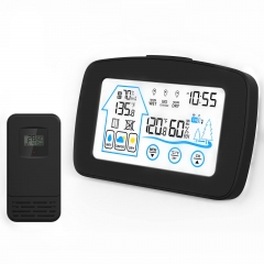 YJ-5003 LCD Digital Clock Color 433HMz Weather Station Indoor Outdoor Temperature Humidity Meter Outdoor Sensor OEM