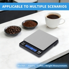 PT-2219 2kg/0.1g High Precision Electronic Stainless Steel Waterproof Kitchen Scale Capacity Battery Powered Food Baking Scale Household