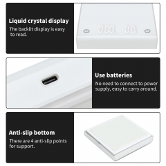 PT-2213 2 kg/0.1g High Quality Electronic Rechargeable Type C Port Timer Kitchen Coffee Scale Tempered Glass Digital Display