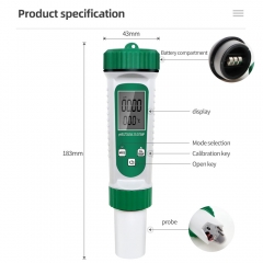 PH-786 Portable 6 in 1 TDS EC Temperature Specific Gravity Salinity PH Meter Digital Water Quality Test Pen
