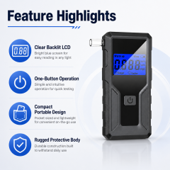 Professional Breath Alcohol Tester Digital Alcohol Detector Breathalyzer With Backlight Display Alcohol Tester