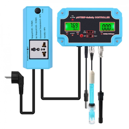 PH-2825 online PH Controller 3 in 1 Salinity TEMP Meter Monitor Seawater Horticulture Water Quality Tester Salimeter Acidimeter
