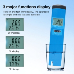 HW-98116 3-in-1 Water Quality Tester for ORP/CL/TEMP/H2 Temperature Meter for Pool Aquarium Hydroponics Detects Water Purity