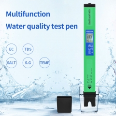 BT-600 Multifunctional Salinity Meter 5 in 1 Water Quality Tester Pen PH Meter for Hydroponic Aquarium