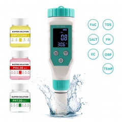 YY-1070 7 in 1 Chlorine Tester ORP/EC/TDS/Salinity/Temp/FAC 7 in 1 PH Meter for Swimming Pool Aquarium Hydroponic Spa
