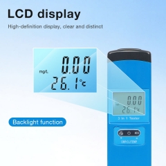 HW-98116 3-in-1 Water Quality Tester for ORP/CL/TEMP/H2 Temperature Meter for Pool Aquarium Hydroponics Detects Water Purity