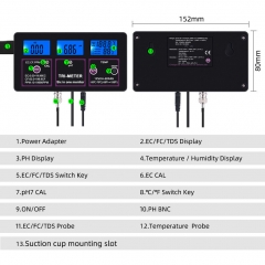 PH-217 6-in-1 Online Water Quality Tester Ph Meter Multi-Parameter Aquarium Ph/Temperature/Ec/Cf/Rh/Tds