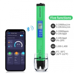 BT-600 Multifunctional Salinity Meter 5 in 1 Water Quality Tester Pen PH Meter for Hydroponic Aquarium