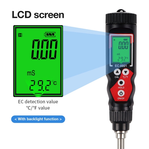 Portable 2 in 1 EC Temp Soil Detector EC-8801-Red Soil Tester Soil Meter Tester Test for Garden Farm Lawn Indoor & Outdoor