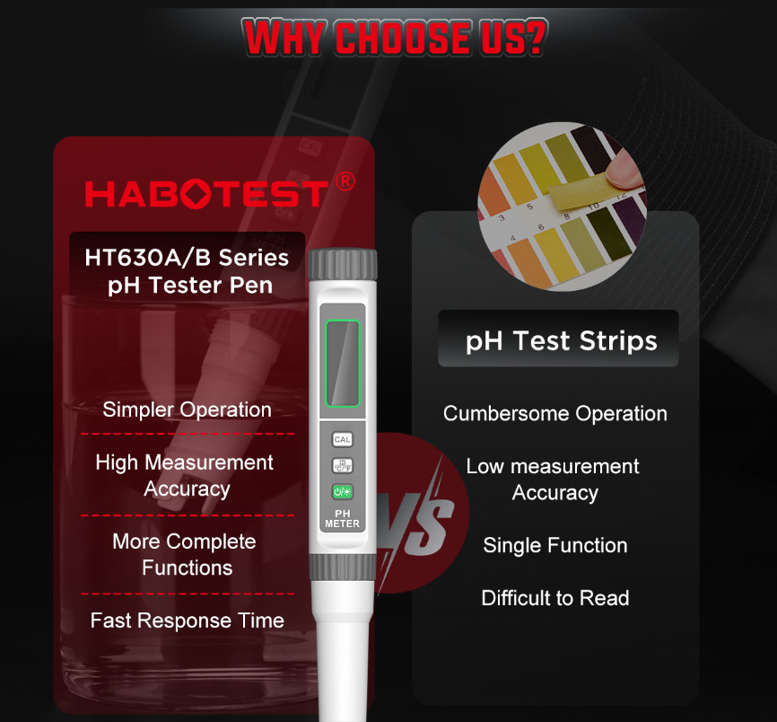 HT630A/B High Precision Digital Water Quality Monitor Tester PH Temperature Meter Backlight Data Hold for Aquariums Custom ODM
