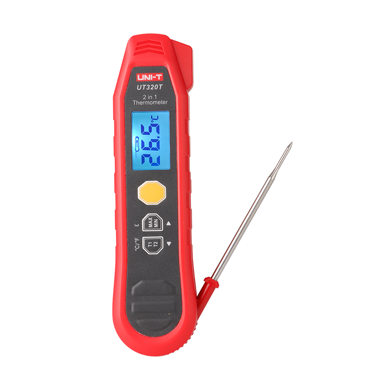 Uni-t UT320T 2-in-1 Digital Thermometer with LCD Display 0.1C Resolution IP54