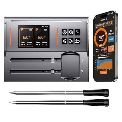 FM2209 Digital Bluetooth Wireless Meat Thermometer Smart TFT Display Food Grade Stainless Steel Probe Oven Plastic