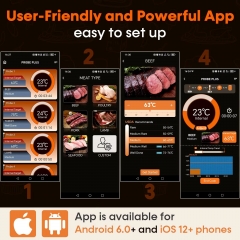 FM2302 Smart Bluetooth Wireless Meat Thermometer TFT Display Screen 4 Probes Oven Grill Food Thermometers