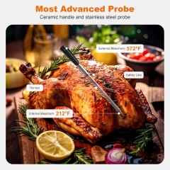 FM2209 Digital Bluetooth Wireless Meat Thermometer Smart TFT Display Food Grade Stainless Steel Probe Oven Plastic
