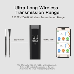 DT-129 Dual Probe Wireless Meat Thermometer Bluetooth 5.3 820ft Range IP67 Probes 48H Battery Ceramic+304 Probe Magnet Base