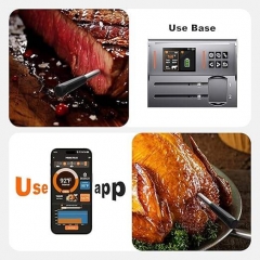 FM2209 Digital Bluetooth Wireless Meat Thermometer Smart TFT Display Food Grade Stainless Steel Probe Oven Plastic