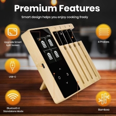 FM2302 Smart Bluetooth Wireless Meat Thermometer TFT Display Screen 4 Probes Oven Grill Food Thermometers