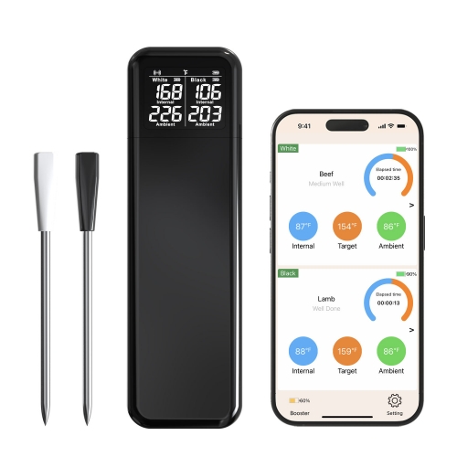 DT-136 ( 2026 Model) Version Dual Probes Wireless Smart Blue Food Digital Meat Thermometer for Outdoor BBQ Grilling Kitchen