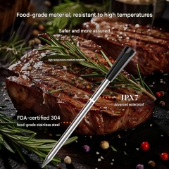 FM2207 Bamboo Plastic Large Screen Digital Bluetooth Wireless Meat Thermometer Smart App Oven Probe IP67 Waterproof Timer