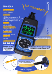 Portable Digital Thermometer with RTD PT100 Probe High Precise Temperature Measurement SM6806A From -200~600 Celsius Degree