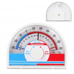 X16CN1580 -30-60℃/-20-140℉ Max-Min Indoor Outdoor Thermometer Wall Mount Desktop Battery Free Mechanical Temp Gauge for Home Greenhouse Warehouse Lab Use