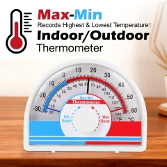 X16CN1580 -30-60℃/-20-140℉ Max-Min Indoor Outdoor Thermometer Wall Mount Desktop Battery Free Mechanical Temp Gauge for Home Greenhouse Warehouse Lab Use