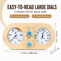 X63CK4501 3 in 1 Wooden Sauna Thermometer Hygrometer with Sand Timer Wall Mounted Temperature Humidity Gauge for Sauna Room