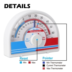 X16CN1580 -30-60℃/-20-140℉ Max-Min Indoor Outdoor Thermometer Wall Mount Desktop Battery Free Mechanical Temp Gauge for Home Greenhouse Warehouse Lab Use