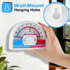 X16CN1580 -30-60℃/-20-140℉ Max-Min Indoor Outdoor Thermometer Wall Mount Desktop Battery Free Mechanical Temp Gauge for Home Greenhouse Warehouse Lab Use