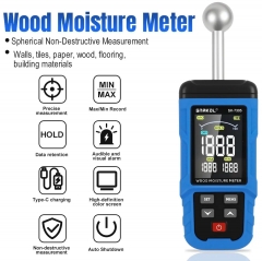 SK-7305 0~52% Industrial Digital Pinless Moisture Meter for Wood and Drywall Non-Destructive Detection with Alarm 20-40mm Depth
