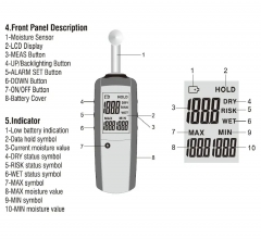 DT-128M LCD Digital Non-Contact Pinless Moisture Meter with 20-40mm Measurement Depth and Dampness Indicator