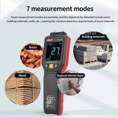 UT377B High Accuracy Pin Moisture Meter Wood Humidity Tester Building Materials Measurement Timber Damp Detector LED