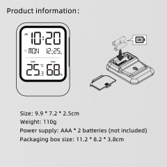 MS-8007C Alarm Clock Electronic Calendar Digital Temperature Humidity Snooze Time Thermometer Hygrometer Alarm Clock