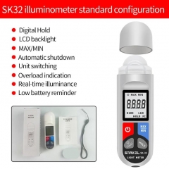 SK-32 Lux Meter Digital Illuminometer 0~200,000lux LCD Pocket Light Meter Lux/FC Measure