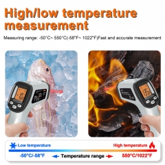 CX6050 -50～400°℃(-58~752°F) Digital Non Contact Industrial Infrared Thermometer Gun Food 550C No Touch for IP65 Rated 3C Accuracy Adjustable