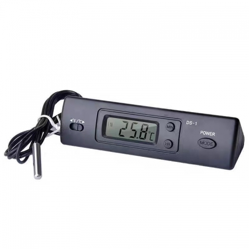 DS-1 Car Thermometer LCD Display C/F Clock Temperature Sensor Controller Indoor Outdoor Thermostat With Probe For Vehicle Car
