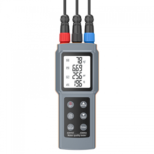 JE8806 DO 0~30.0mg/L Multifunctional Water Quality Meter 6 in 1 Dissolved Oxygen pH Conductivity TDS Salinity and Temperature Water Analyzer