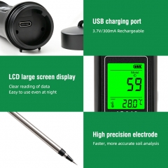 JQ018BT 7 in 1 Rechargeable Soil Tester Digital Soil Meter Test Moisture Fertility EC NPK Temp PH Detector for Garden Farm