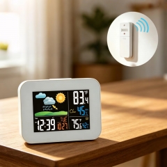 Smart Wireless for SH-007 Large-Display Color Weather Station with Temperature Humidity Monitoring USB Charging