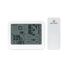 SH-018 Wireless Digital Weather Station Thermometer Alarm Clock Temperature Humidity Monitor LCD Display IP5X Rated 1 Year Warranty